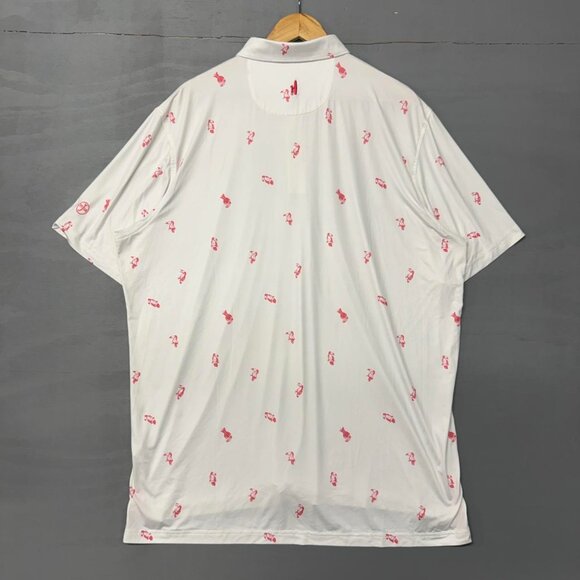 Johnnie O Featherweight Flamingo Patterned White Short Sleeve Golf Polo Shirt XL - Picture 5 of 6